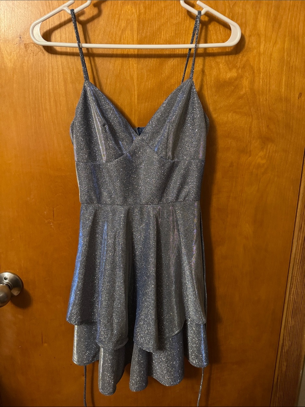 B Darlin Silver Sparkle Girls' dress